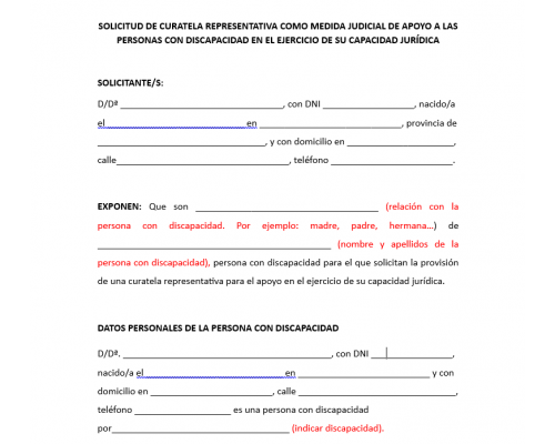 Modelo solicitud curatela